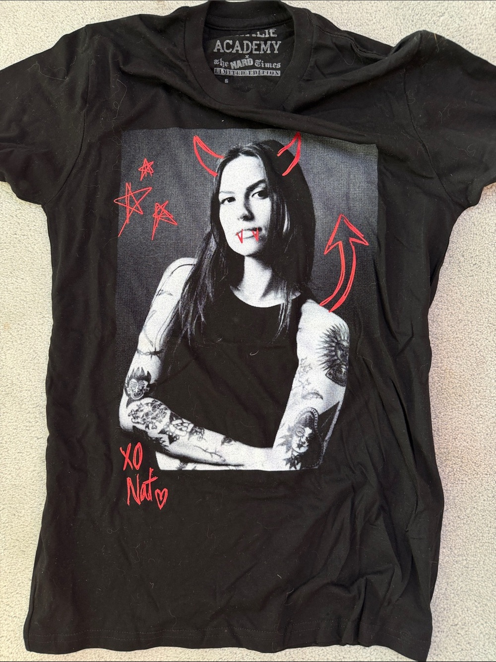 Natalie Cuomo Comedian Black Graphic Devil Girl Tee - Snall